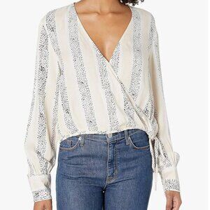 MINKPINK Women's V Neck Sundowner Long Sleeve Wrap Blouse Size Small